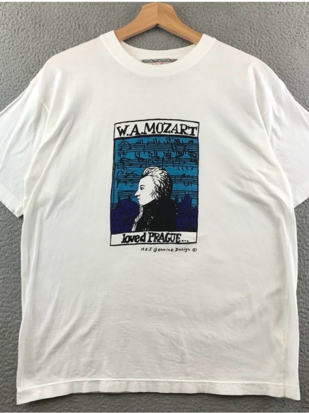 RARE FIND -Vintage WA Mozart Loved Prague Graphic T Shirt  Art Music Tee